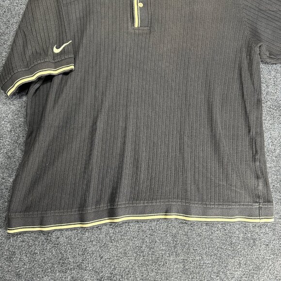 Nike Polo Shirt Mens Large Gray Ribbed Sweater Knit Short Sleeve Buttons Logo - Picture 4 of 11